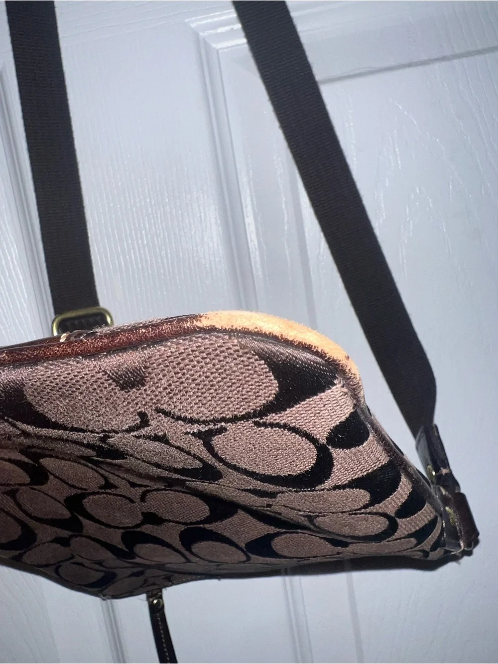 Coach Vintage Y2K Signature Stripe Turnlock Crossbody Bag